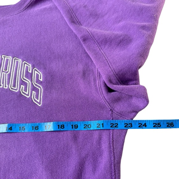 Champion Reverse Weave Sweatshirt Vintage USA Holy Cross School Crew neck Purple - Picture 12 of 15